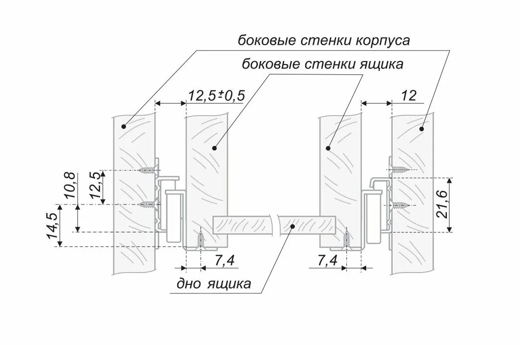 Направляющие для ящиков шариковые схема установки Направляющие шариковые неполного выдвижения, H=17мм, L=350мм, Boyard DB1711Zn/35