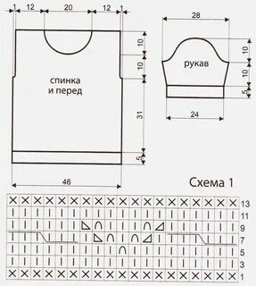 Схемы кофточек с коротким рукавом