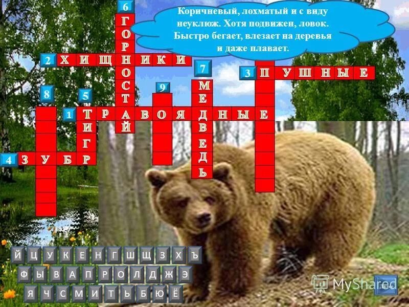 кроссворд про животных из красной книги.