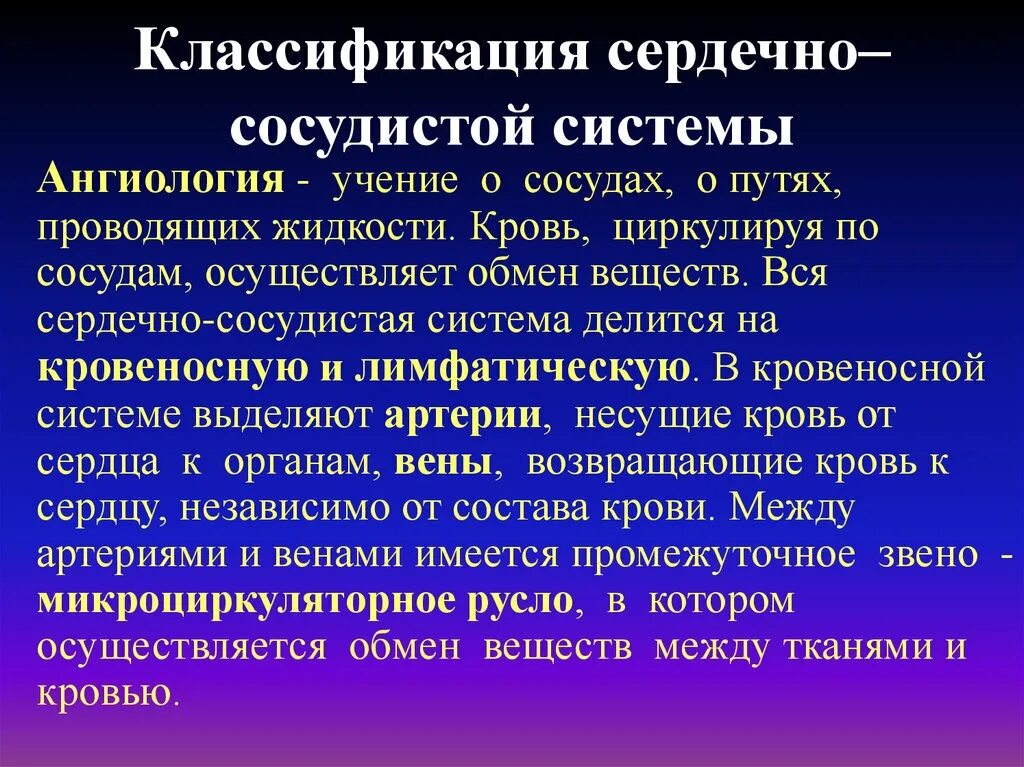 Функциональная классификация кровеносных. Классификация сердечно-сосудистой системы. классификация ссс.