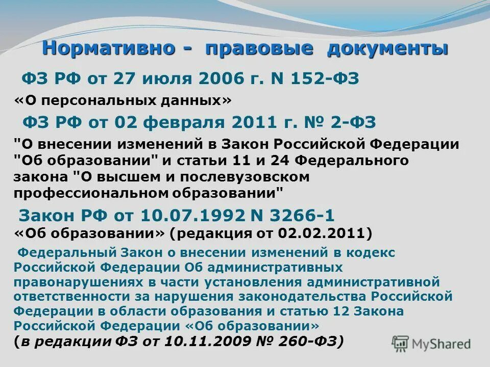 Нормативно правовые документы в производстве. Нормативные документы персональных данных. 152 ФЗ О персональных данных. ФЗ О персональных данных 152-ФЗ от 27.07.2006. 7. Федеральный закон от 27 июля 2006 г. № 152-ФЗ «О персональных данных».