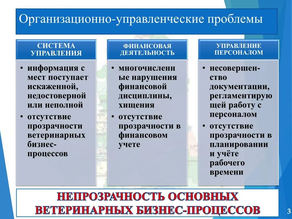 Основные проблемы деятельности организации