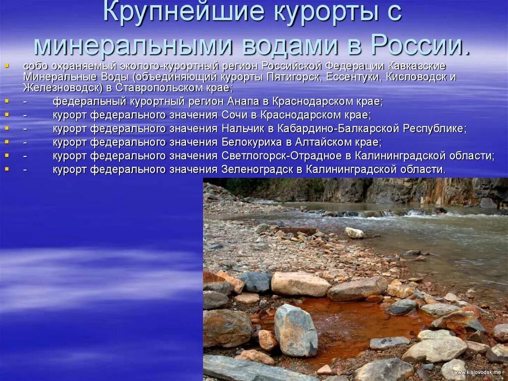 Воды россии рф. Источники Минеральных вод в России. Сообщение о Минеральных источниках. Лечебные курорты России Минеральные воды. Минеральные источники доклад.