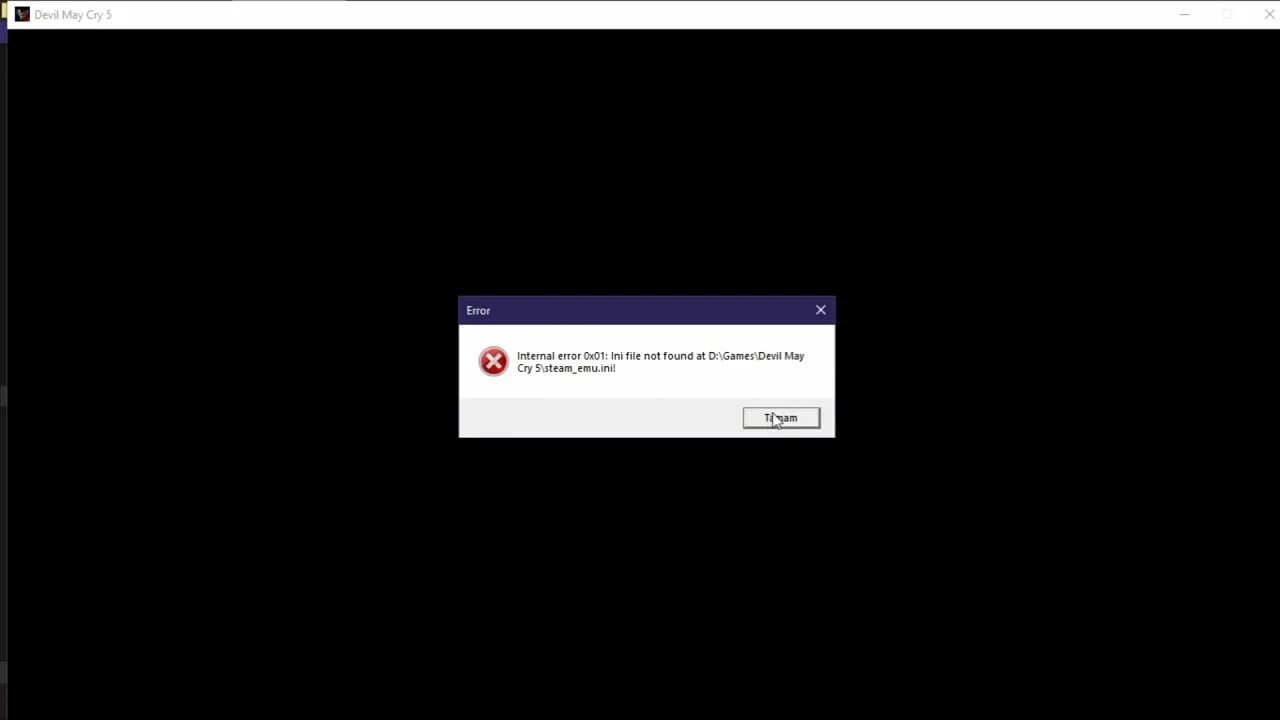 Err internal error. Steam_Emu.ini. Steam Emulator. File not found. Err_file_not_found.