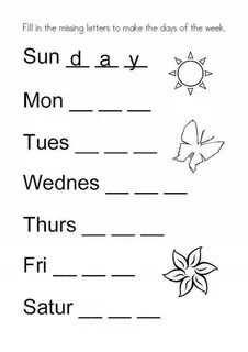 Days of the week printable worksheets