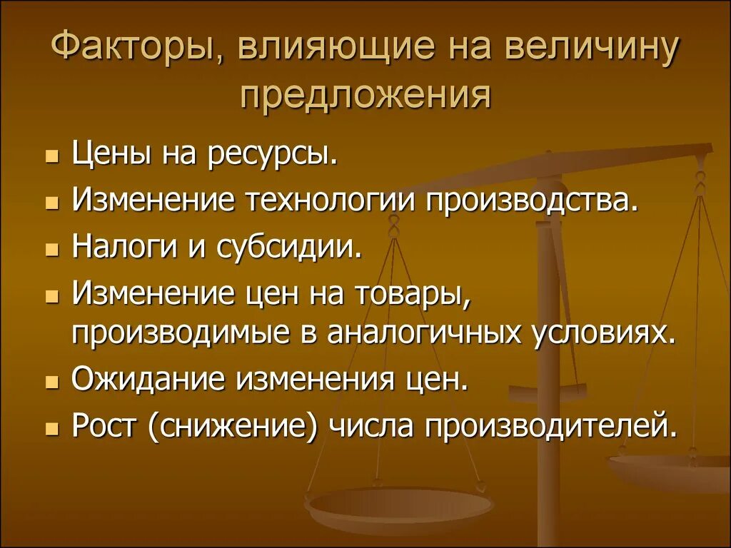 Изменяющиеся факторы. Факторы влияющие на величину предложения. Факторы влияющие на предложение. Факторы влияющие на изменение величины предложения. Факторы влияющие на рыночное предложение.