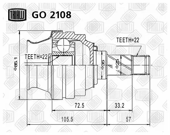 Шрус внутренний TRIALLI go2108. Шрус внутренний ВАЗ 2108 чертеж. Шрус наружный 2108 Размеры. Шрус наружный 2108 чертеж. Параметры шруса