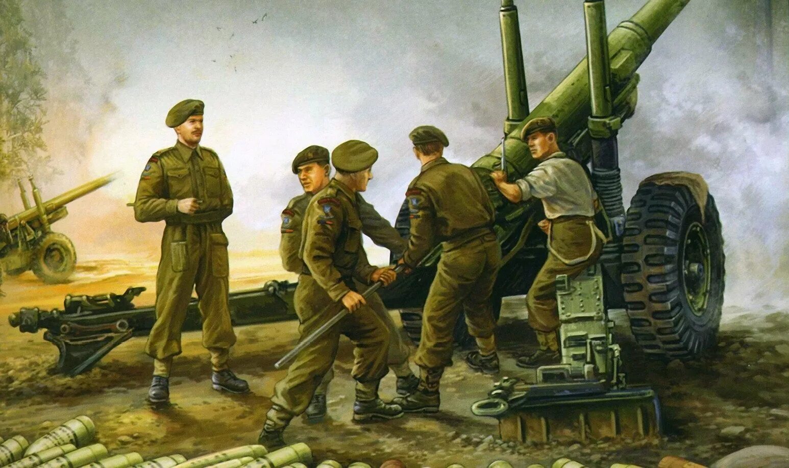 Артиллеристы Великой Отечественной войны 1941-1945. Военные картины. Военная тематика. Картинки на военную тему.