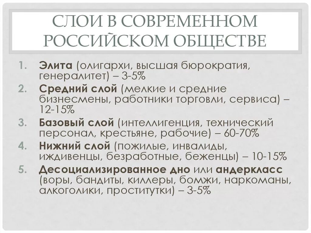 Социальные слои общества в России 21 века. Слои в современном российском обществе. Социальные слои в современной России. Социальные слои современного российского общества.