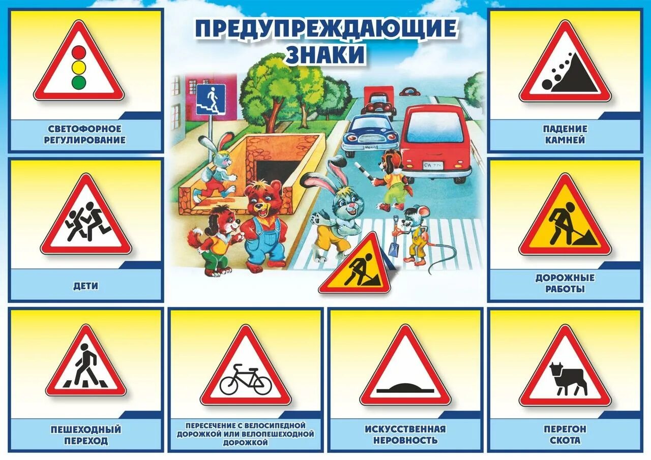Учить дорожные знаки 2024. Дорожные знаки для детей. Дорожные знаки карточки для детей. Предупреждающие дорожные знаки для детей. Дорожные знаки для детского сада.