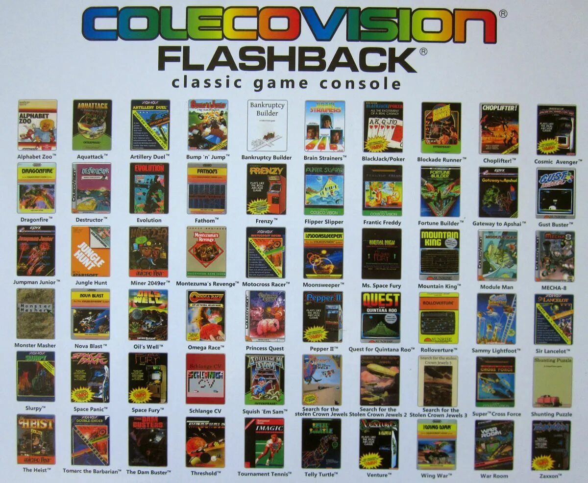 Game list is. Colecovision игры. Colecovision Flashback. Ретро игры список. Ретро игры каталог с картинками.
