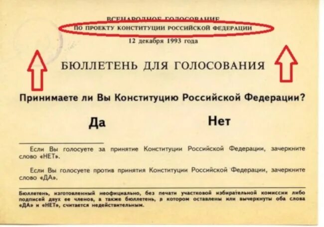 Референдум 12 декабря 1993 года. Бюллетень для голосования 1993 года. Бюллетень для голосования референдума 1991. Бюллетень 1993 года для голосования по Конституции. Референдум принятия конституции рф