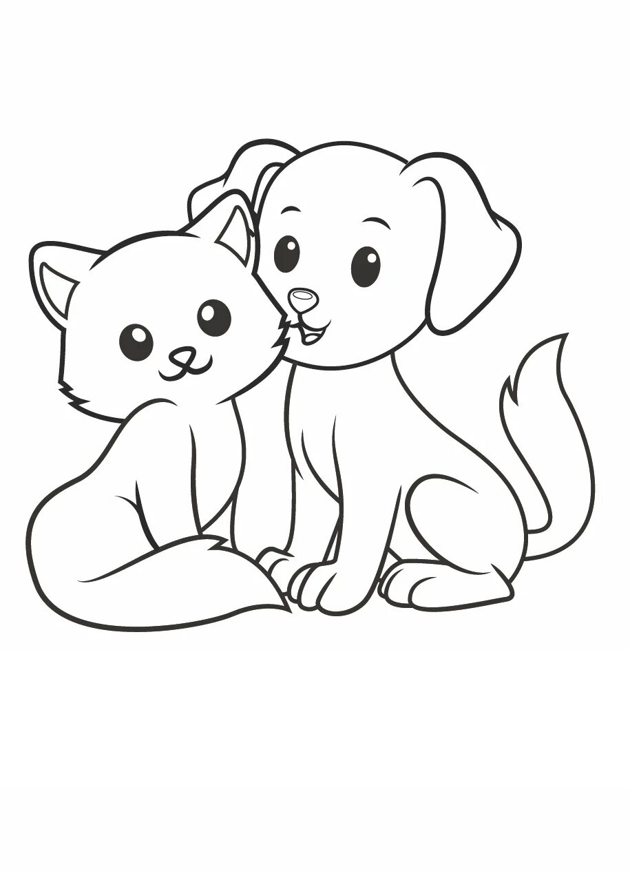 Распечатать котика и собачку