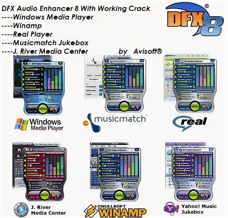 Musicmatch. DFX. Musicmatch Jukebox плеер. Yahoo Music Jukebox. DFX Pro 8.