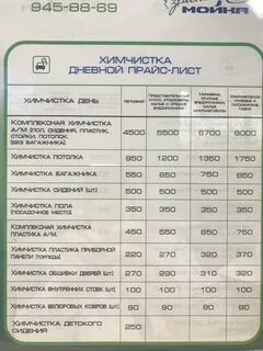 Прейскурант цен химчистки