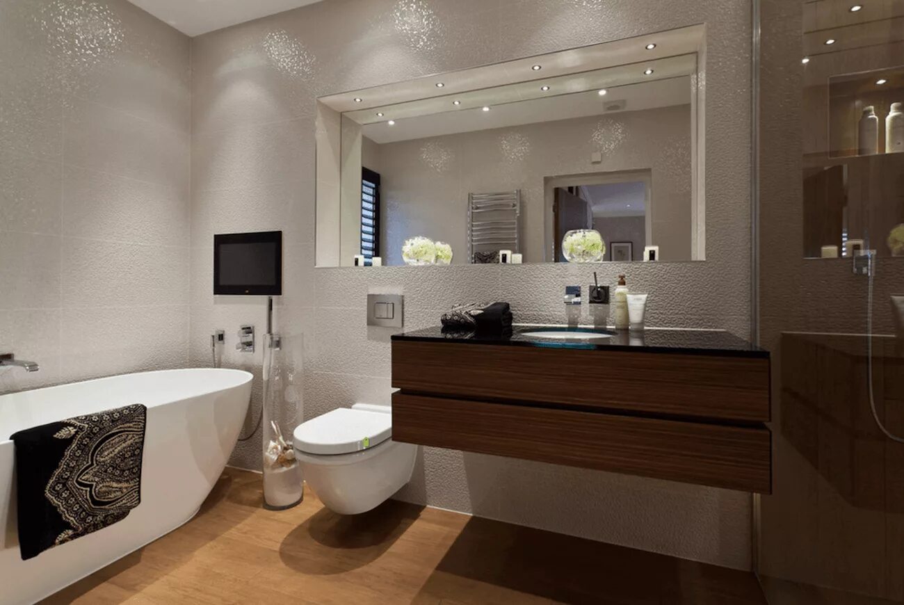 Фото современных ванн. Красивые Ванные комнаты. Современный декор ванной комнаты. Зеркало в ванной комнате интерьер. Освещение в ванной интерьер.