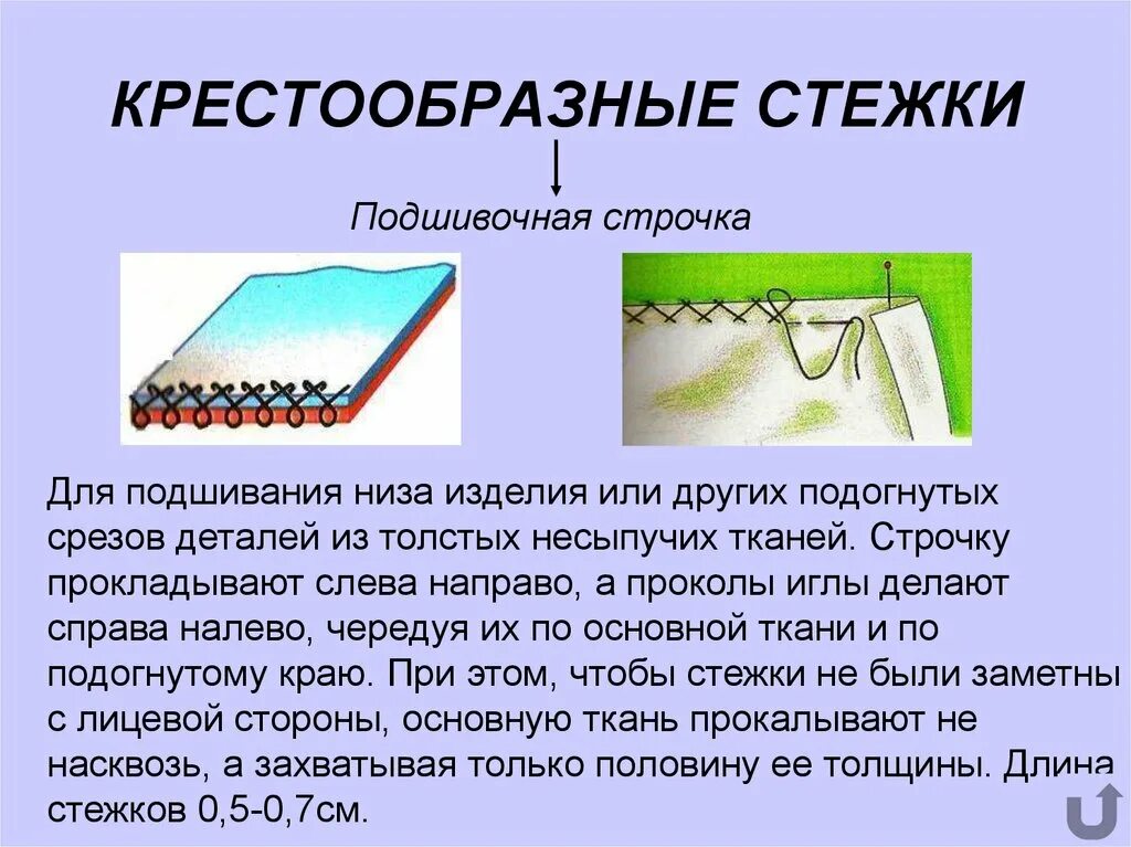 Строчка крестообразного стежка строчка петлеобразного стежка. Ручные Стежки постоянного назначения подшивочные потайные. Ручной шов для подшивания низа изделия. Подшивочная строчка петлеобразного стежка. Крестообразные Стежки ручные.