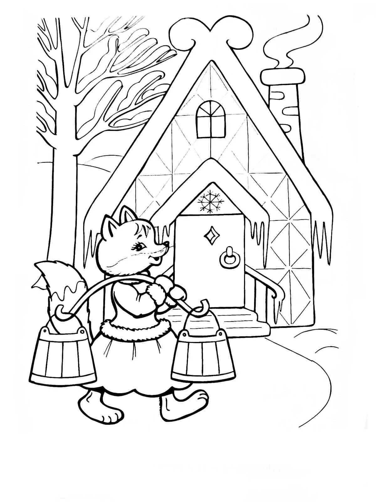Раскраска кот из сказки кот петух и лиса для детей 3-4. Лиса и заяц раскраска. Заюшкина избушка. Сказка-раскраска. Лиса и заяц раскраска.
