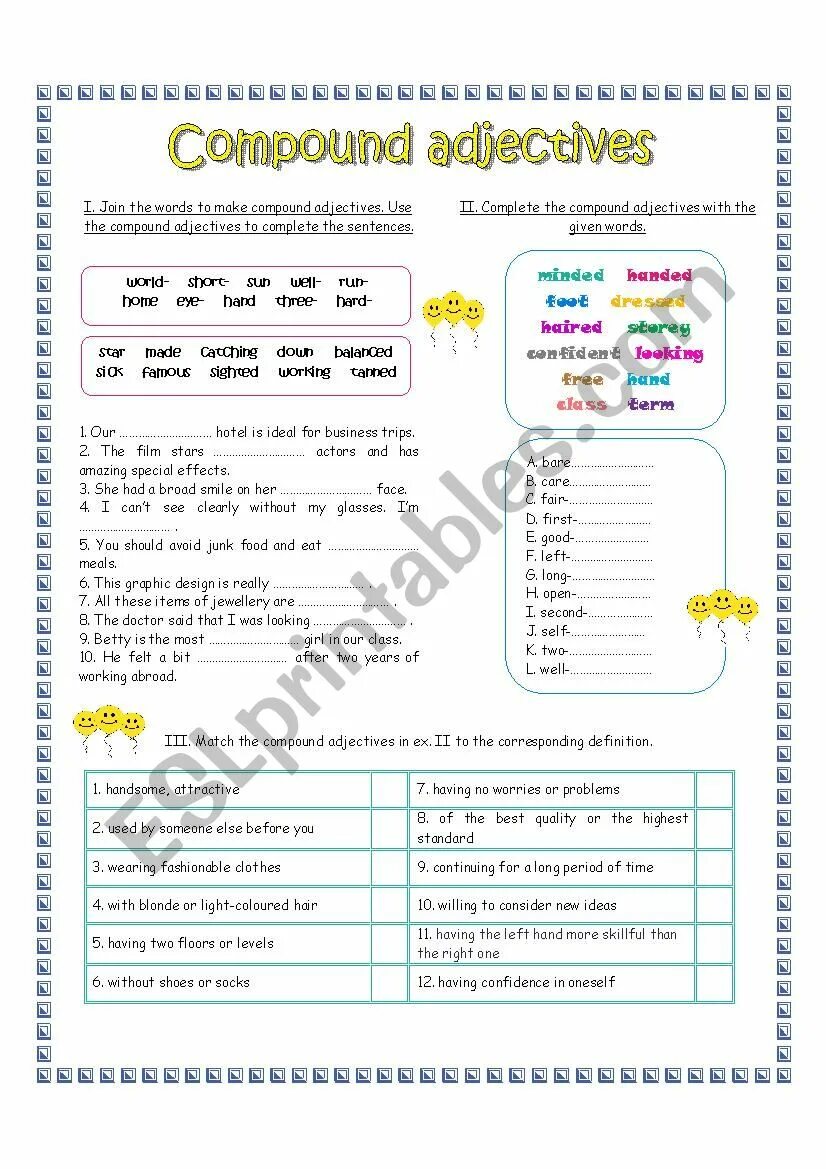 Compound nouns and adjectives exercises. Compound adjectives worksheets. Compound nouns в английском упражнения. Compound adjectives упражнения. Compound adjectives упражнения.