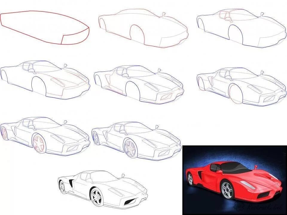Легкие поэтапно машины. Машина рисунок. Рисунок машины карандашом. Рисунки для рисования машины. Схема рисования машины.