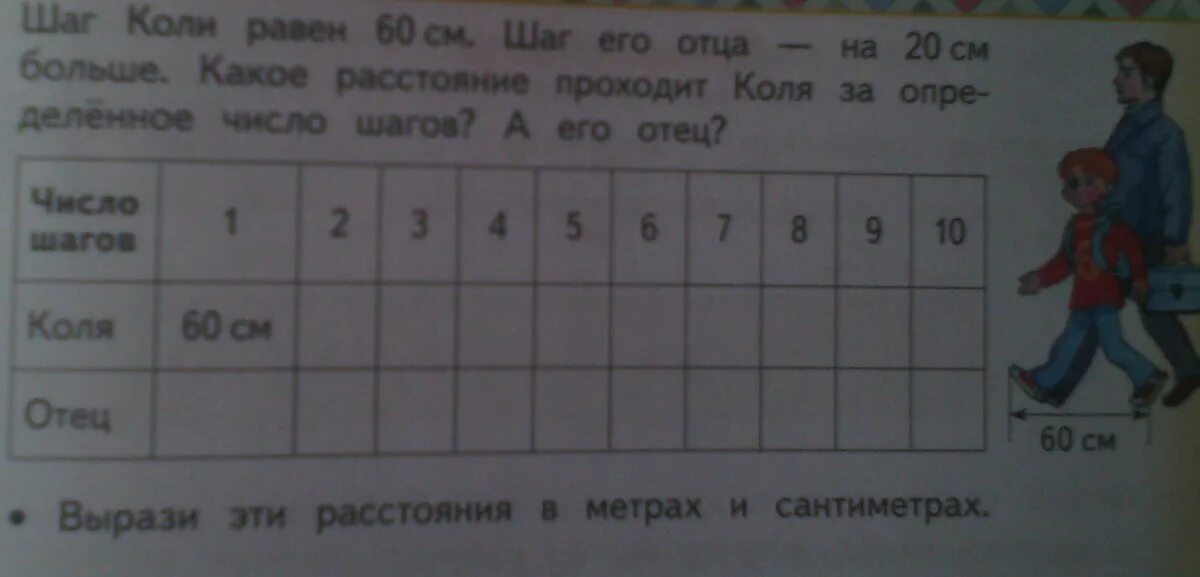 Шестидесяти сантиметров. Шаг коли равен 60 см шаг отца на 20. Шаг коли равен 60 сантиметров шаг его отца на 20 сантиметров длиннее. 1 Шаг 60 см. Шаг папы равен 0 8 метров.