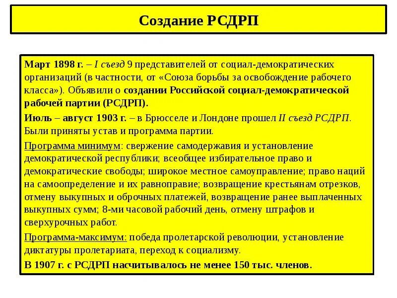 Год создания партии рсдрп. 2 Съезд Российской социал-Демократической рабочей партии. Создание РСДРП 1898. Социал демократы создание. Политическая партия РСДРП кратко.