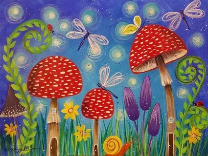 Рисуем грибы гуашью