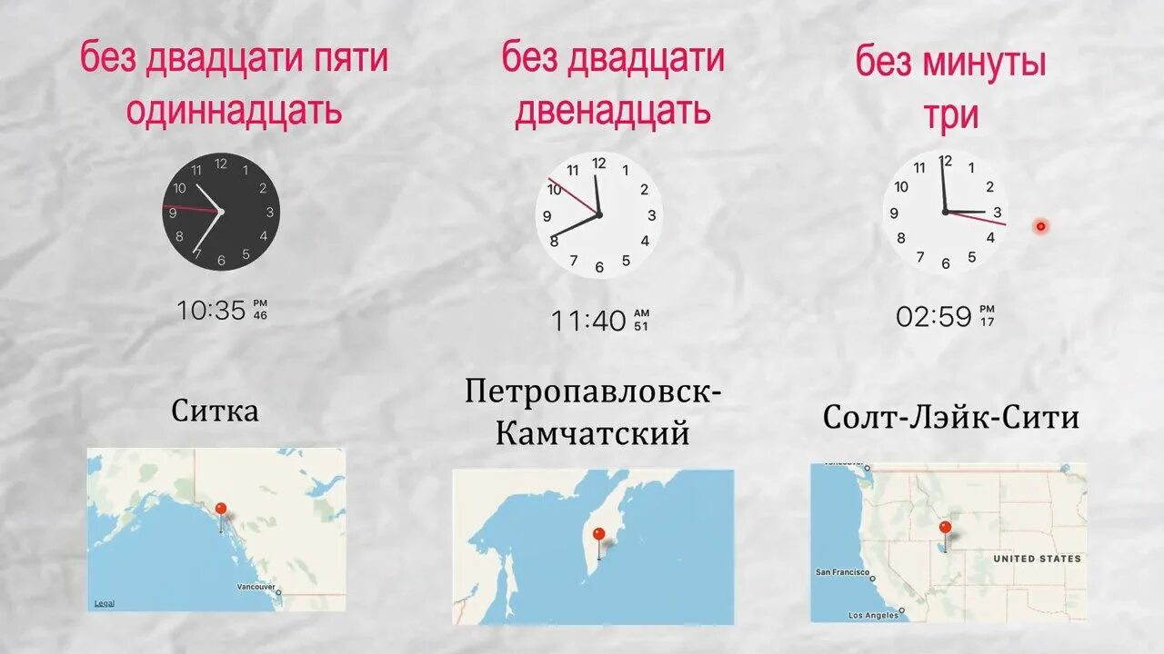 Без двадцати пять. Без двадцати пять на часах. Без десяти одиннадцать. Без двадцати одиннадцать. Без 20 минут 2