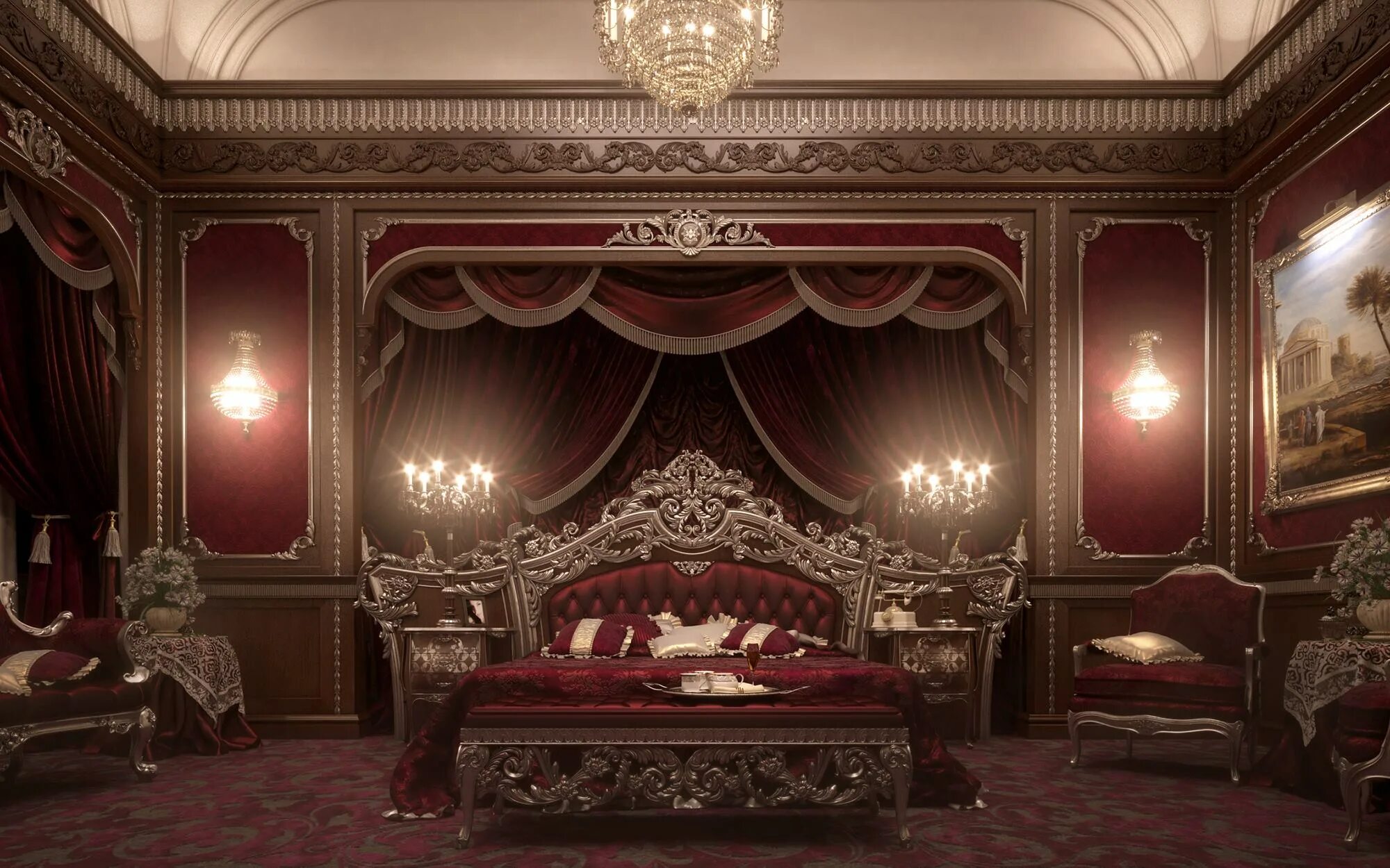Спальня в стиле Ампир Барокко темная. Королевский стиль Ампир. Имперский Ампир. Спальня Барокко красное дерево дворец. Royal bedrooms