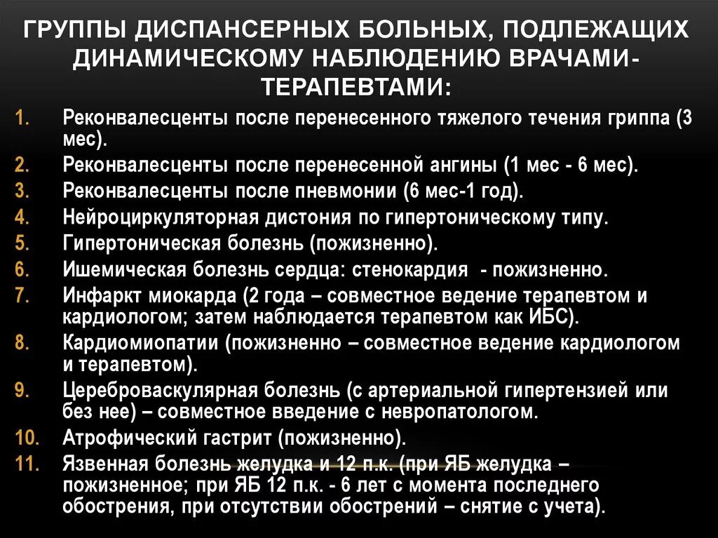 Снять с диспансерного учета. Динамическое наблюдение диспансерных больных. Группы диспансерного наблюдения у терапевта. Диспансерный учет у терапевта. Диспансерные группы врача терапевта.