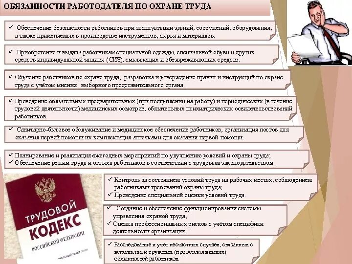 Положение законодательства об охране труда. Обязанности работника и работодателя в области охраны. Обязанности работодателя в области охраны труда. Обязанности работника и работодателя по охране труда. Обязанности работодателя по охране труда.