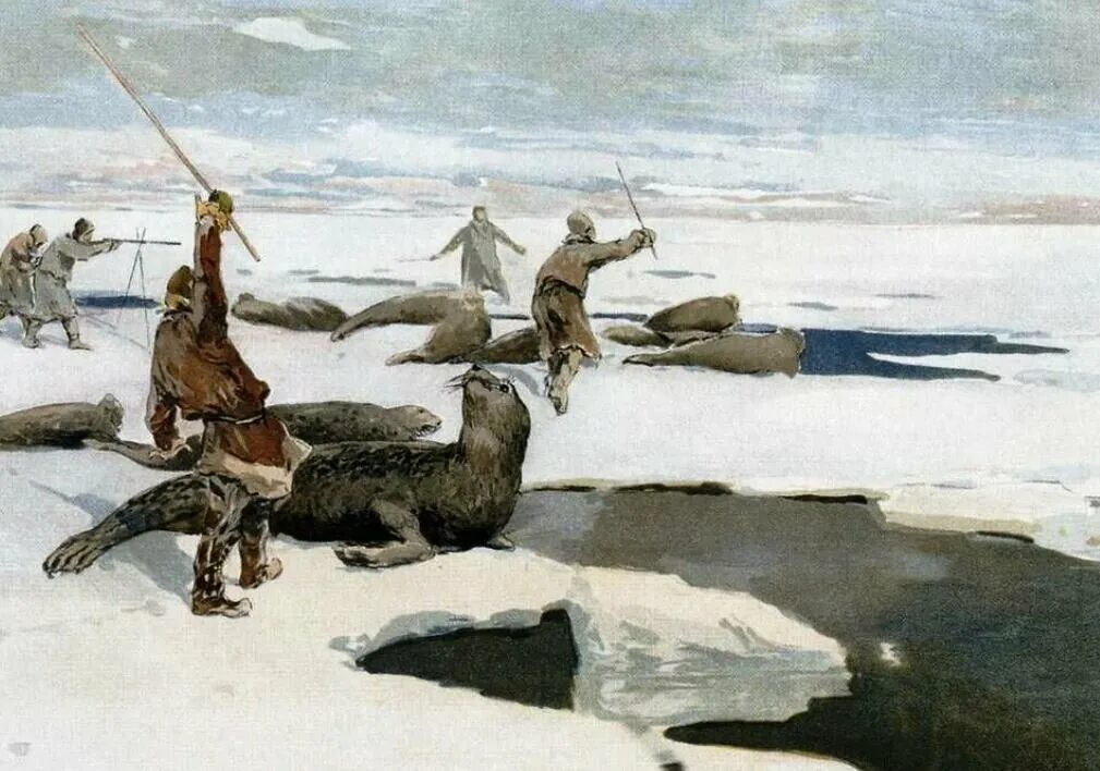 Морской зверобойный промысел и оленеводство какой народ. Поморы зверобойный промысел. эскимосов морской зверобойный промысел. зверобойные промыслы поморов. морской зверобойный промысел севера.