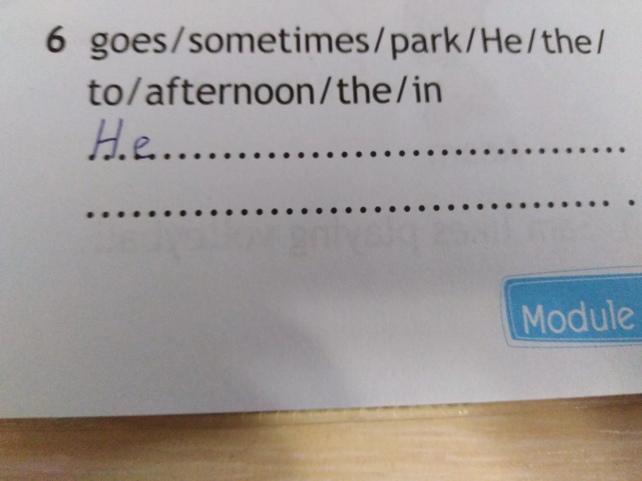 Sometimes he goes to the Park in afternoon.. Make sentences goes sometimes Park he the to afternoon the in. He goes sometimes. Какое приложение можно сделать из этих слов goes sometimes Park he the to afternoon the in.