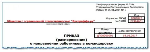 Регистрационный номер приказа