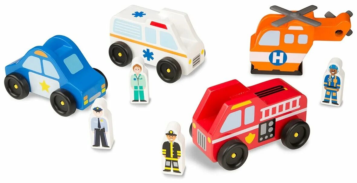 Спасательные машинки. Игровой набор Melissa & Doug Emergency vehicle 9285. Emergency Set набор машинок. ELC станция служб спасения. Набор машинок пожарная скорая полиция.