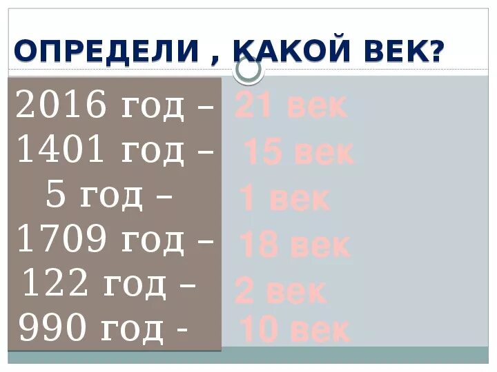 Сколько лет не вошедшим. 1900 Год какой век. Определить какой век. Определи по году век. Какой год какой век.