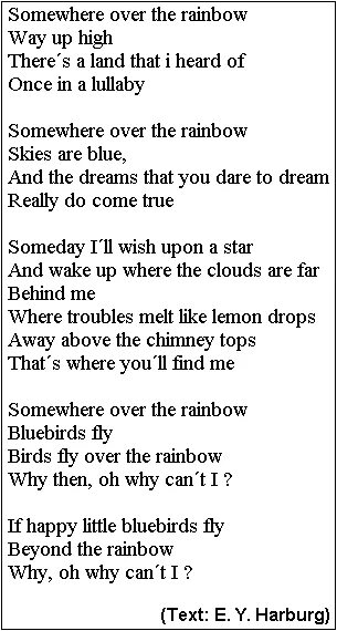 Песня over the rainbow. Over the Rainbow текст песни. Somewhere over the Rainbow текст. Somewhere over the Rainbow Lyrics. Somewhere over the Rainbow перевод.