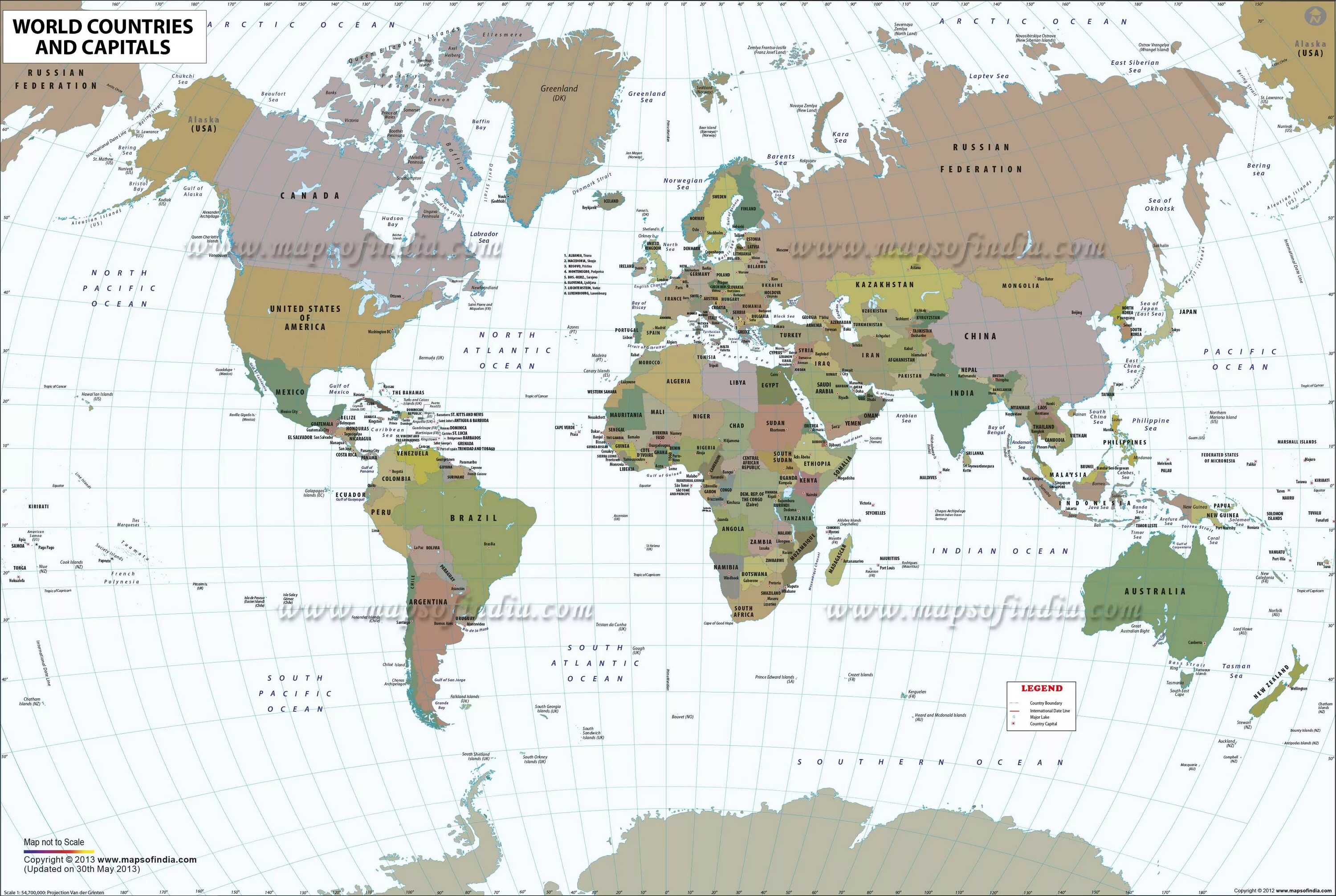 World Map with Country names. World Map Countries and Capitals. Locations country