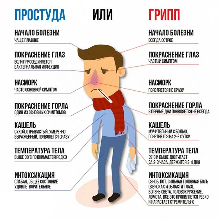Как отличить простуду