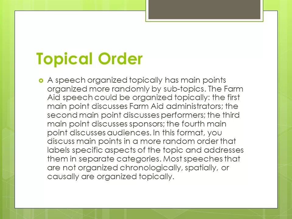 Topical meaning. Speaking notes