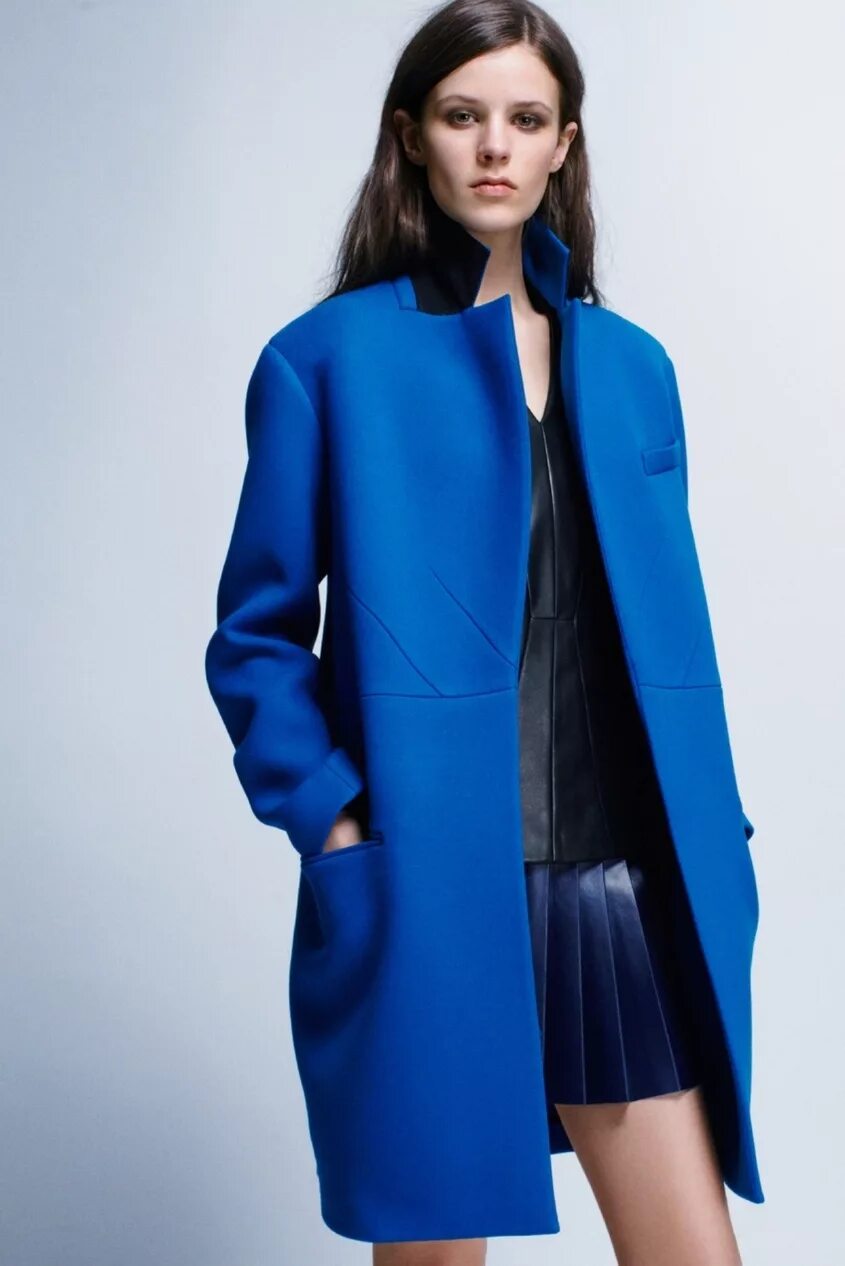 Синее пальто купить. Пальто Derek lam. Синее пальто. Синее пальто женское. Полупальто синее женское.