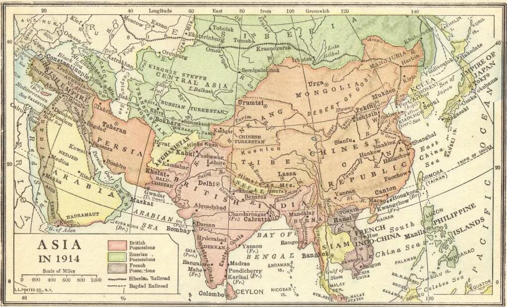 Азия в начале 20. Карта Азии 1914 года. Карта Китая 1914 года. Карта Азии 1900 года. Колонии в Азии 1914.