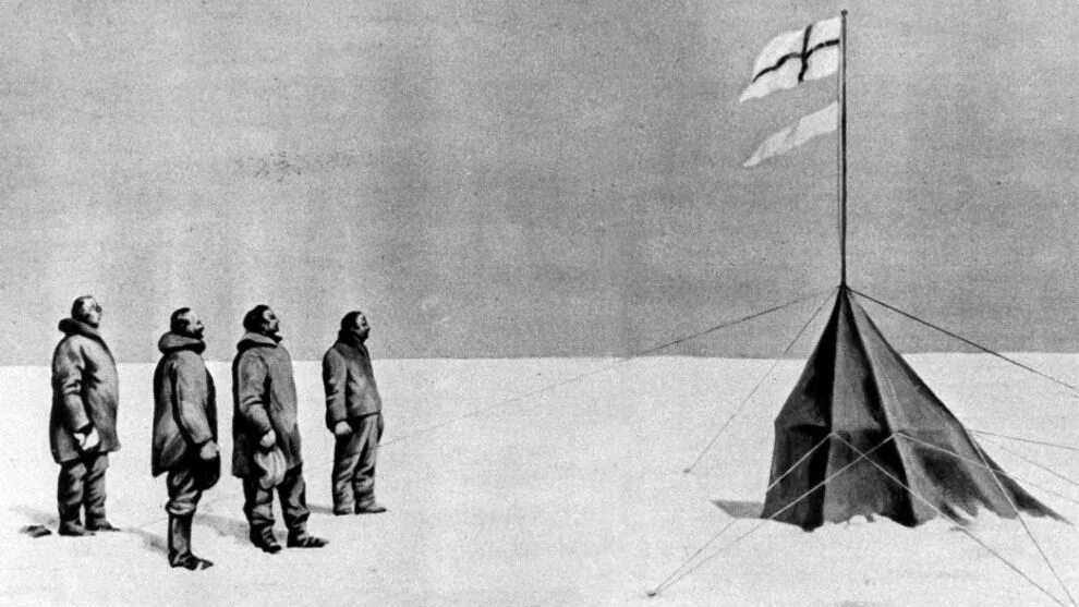 Южный полюс правда. Руаль Амундсен Южный полюс. Амундсен открытие Южного полюса. Руаль Амундсен открытие Антарктиды. Экспедиция Руаля Амундсена.