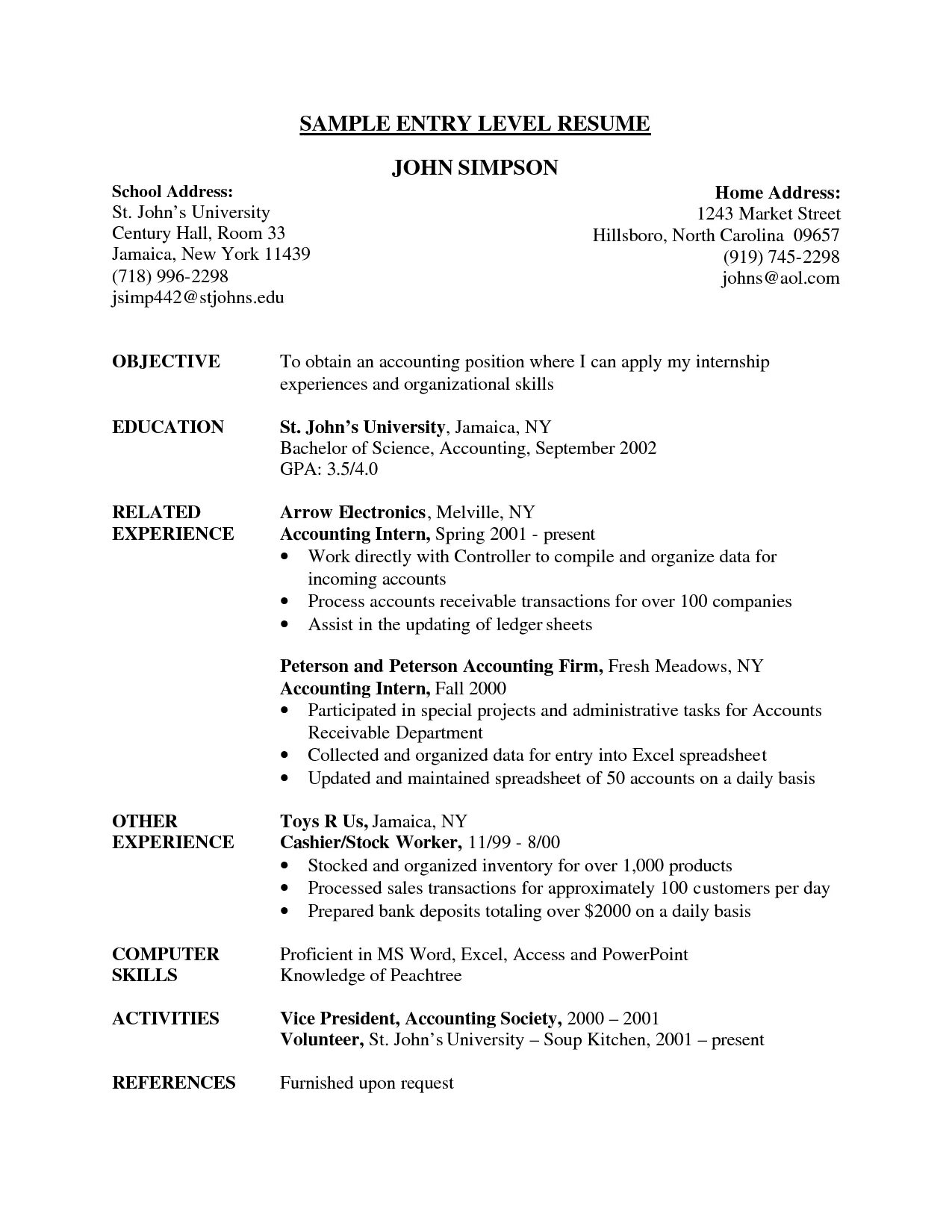 Entry Level Accountant Resume. Resume Levels. Resume objective examples. Levels of skills in Resume. Entry level