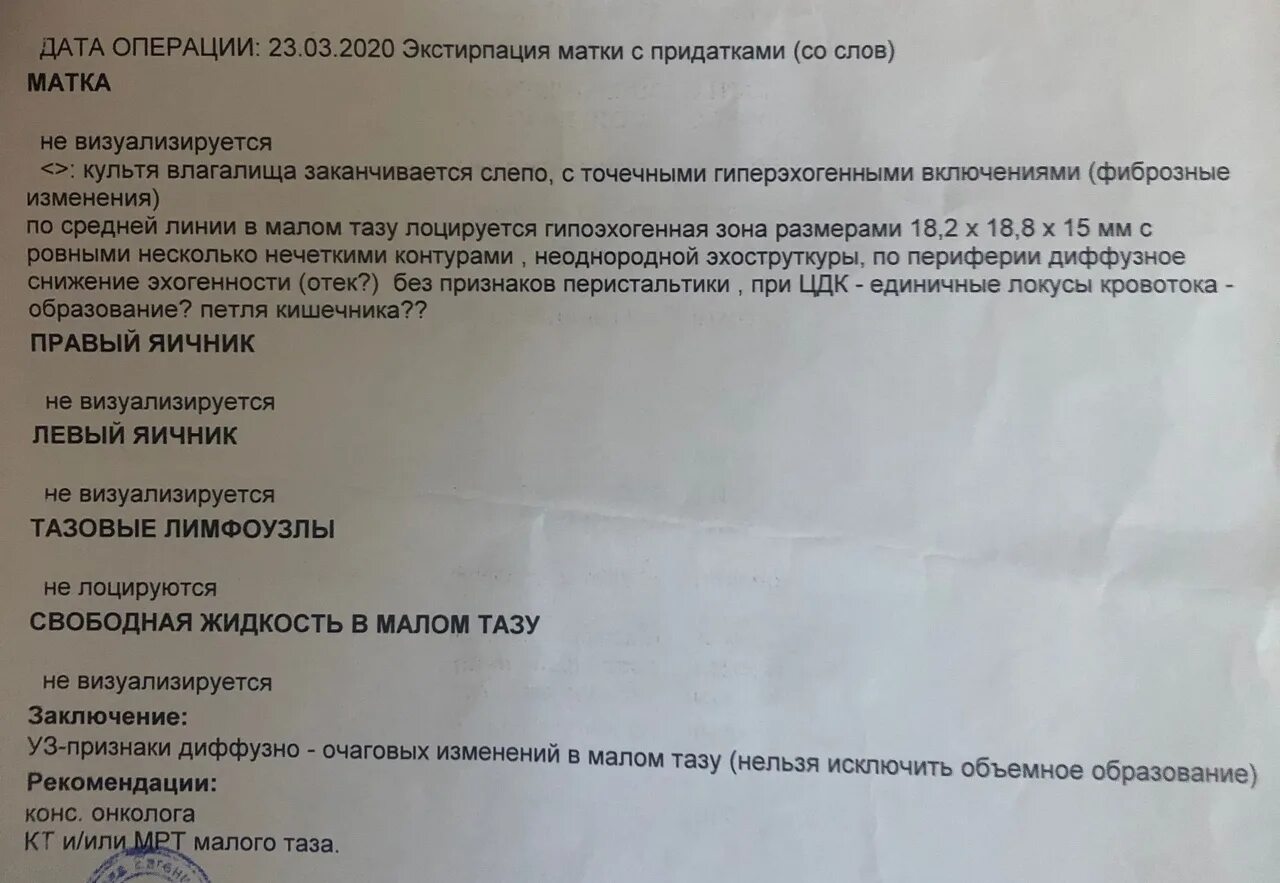 Удаление матки больничный сколько дней. УЗИ малого таза после экстирпации. УЗИ протокол при ампутации матки. Заключение УЗИ после гистерэктомия матки. УЗИ после гистерэктомии.