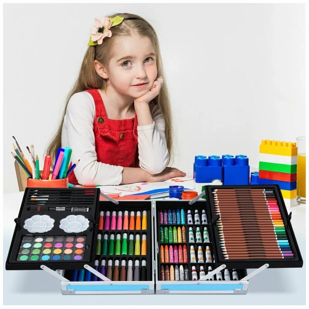 набор для рисования 145 предметов в чемоданчике. набор для рисования. чемоданчик "набор юного художника" для рисования 208. набор для рисования 145 предметов в чемоданчике. художественный набор 145 предметов в металлическом кейсе.