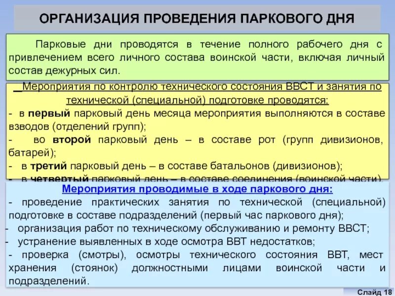 Организация хозяйственного дня. Методика проведения паркового дня. Организация и проведение паркового дня в воинской части. План проведения паркового дня в воинской части. Планирование и организация проведения паркового дня.