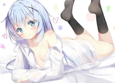 ass blue eyes blue hair gochuumon wa usagi desu ka? kafuu chino kneehighs l...