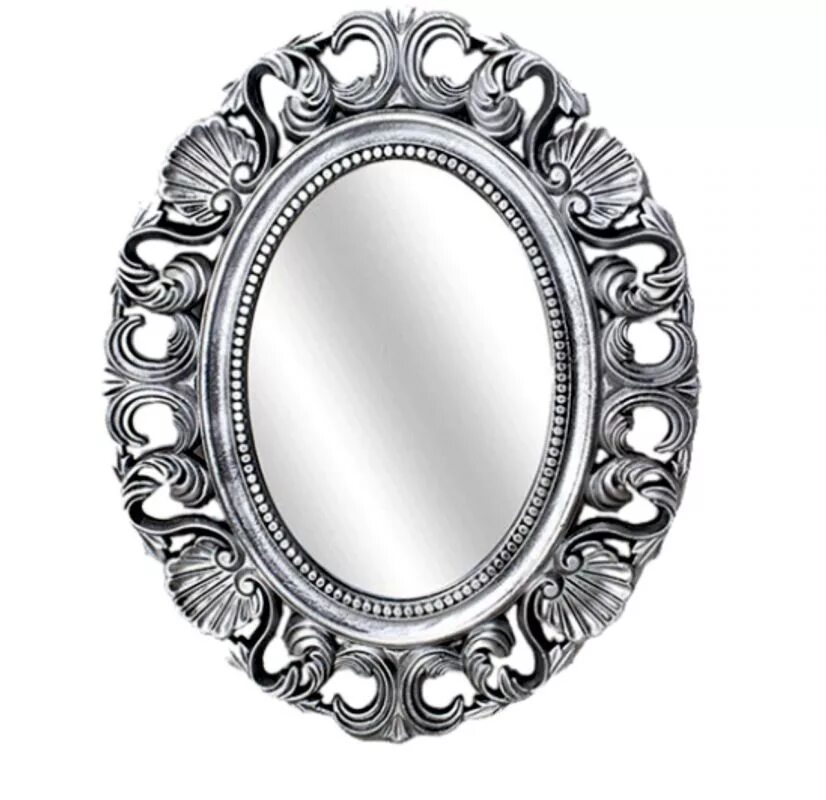 Зеркало овальное. Зеркало настенное. Зеркало в серебряной раме. Красивое настенное зеркало.