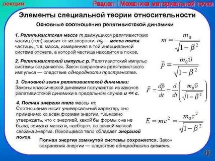 Специальная теория относительности масса энергия
